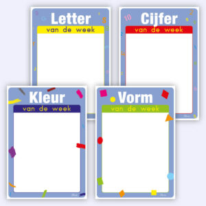 A4 kaarten Vorm-Kleur-Cijfer-Letter